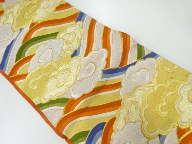 JAPANESE KIMONO / ANTIQUE FUKURO OBI / SILK / WOVEN CLOUD